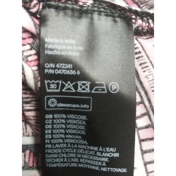 Womens Romper Sz 8 pink black white geometric print The Divided by H&M viscose - Picture 7 of 8